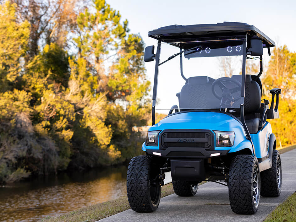 golf cart with one piece windshield